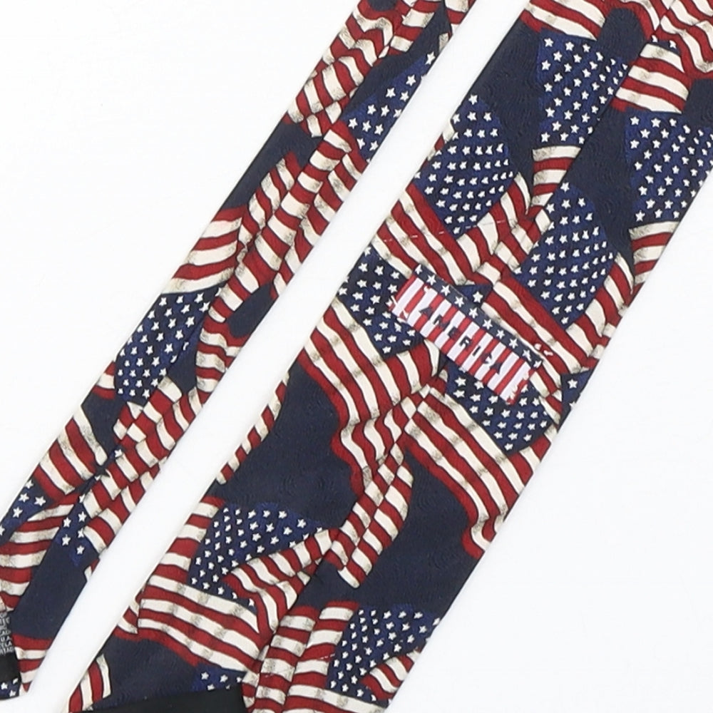 America Mens Multicoloured Striped Polyester Pointed Tie One Size