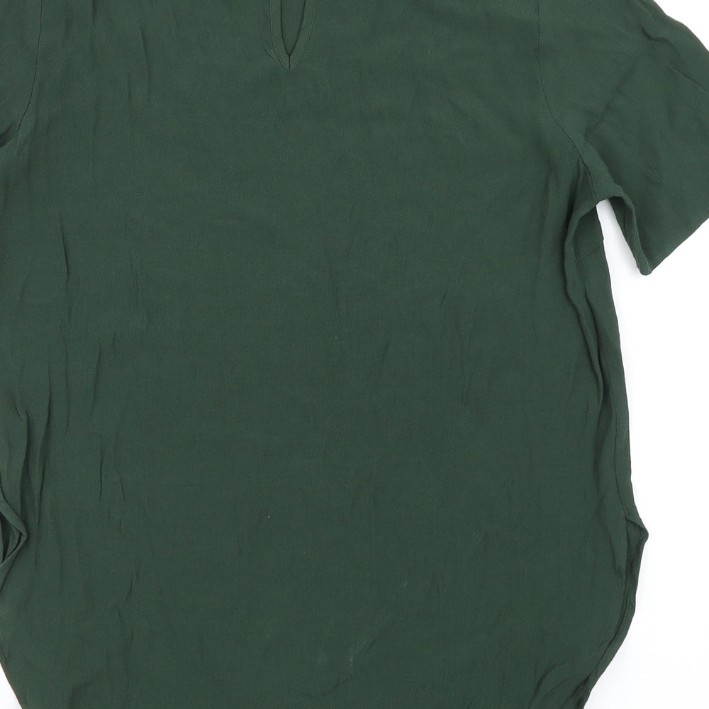 H&M Womens Green Viscose Basic Blouse Size 6 Round Neck