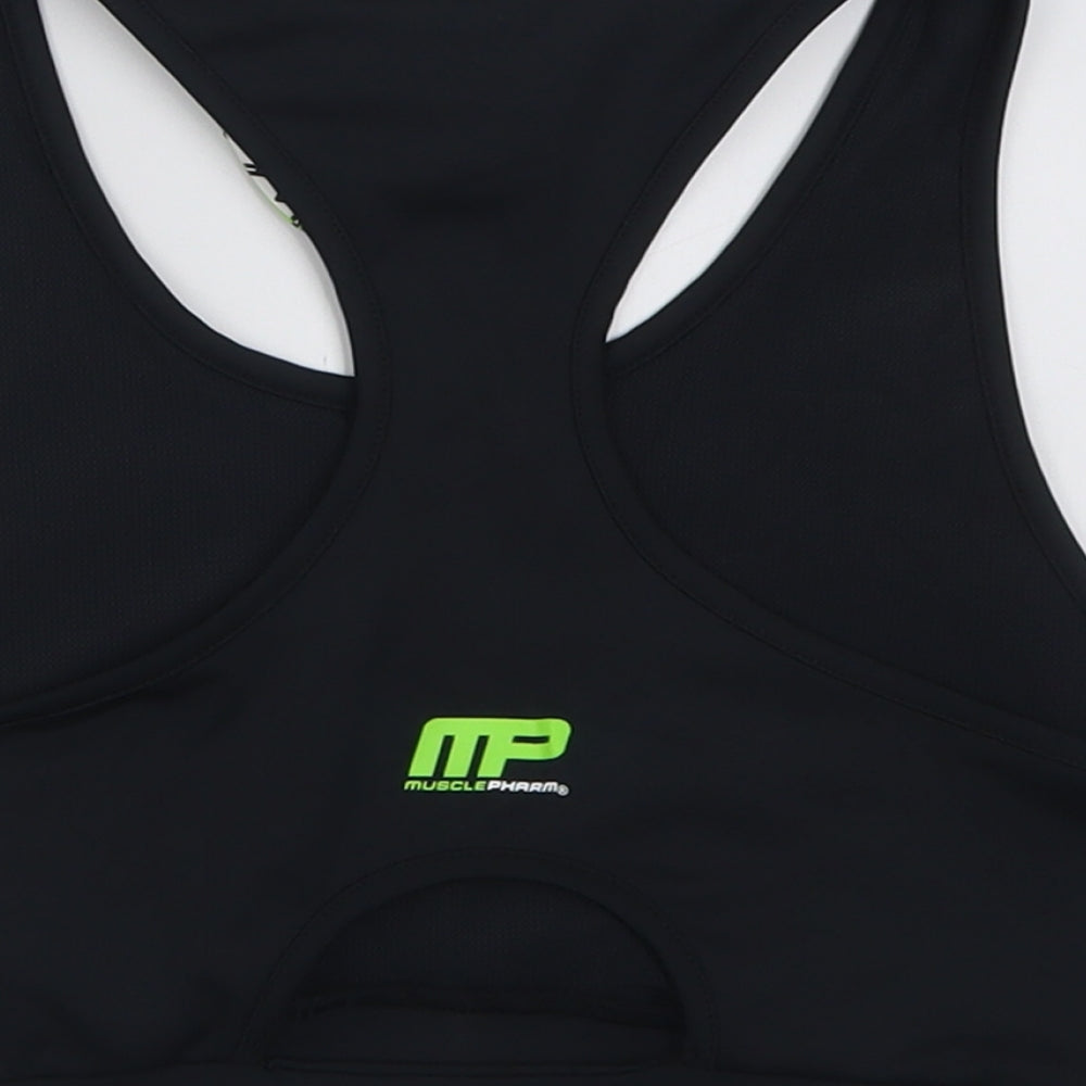 MusclePharm Womens Black Polyester Cropped Tank Size M Scoop Neck Pullover