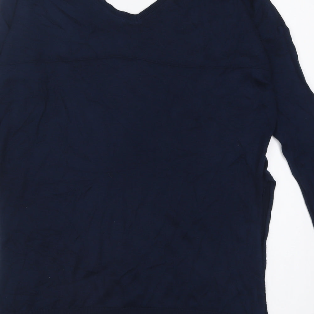 Marks and Spencer Womens Blue V-Neck Acrylic Pullover Jumper Size 10