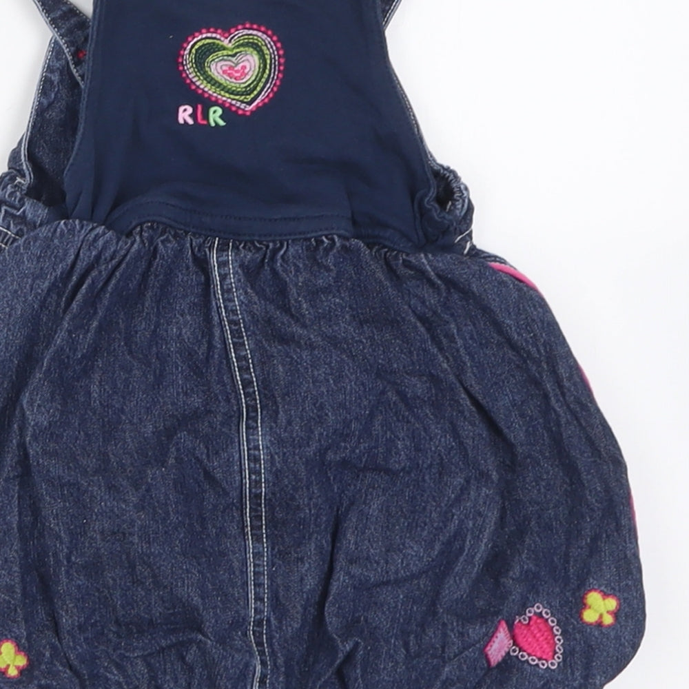 Debenhams Girls Blue Geometric Cotton A-Line Size 6-9 Months Square Neck Button