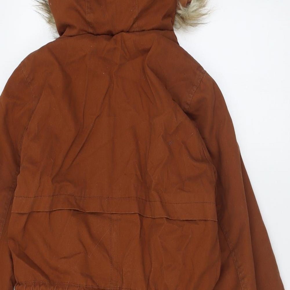 Atmosphere Womens Brown Overcoat Coat Size 8 Zip