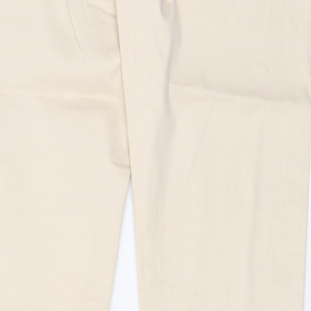 R Ping Womens Beige Cotton Trousers Size 14 L32 in Regular Button