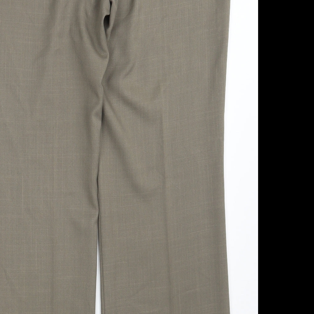 Marks and Spencer Womens Beige Polyester Dress Pants Trousers Size 18 L31 in Regular Zip
