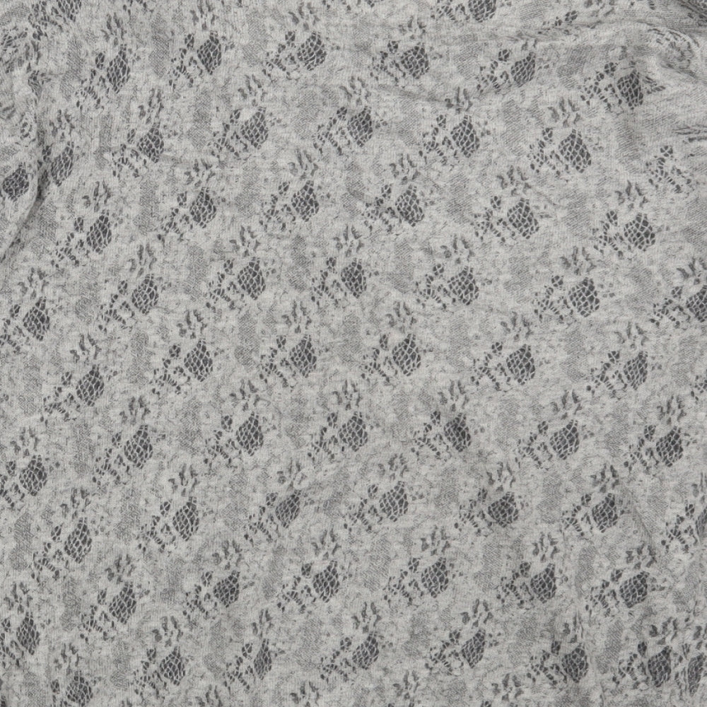 Ribbon Womens Grey Round Neck Animal Print Polyester Pullover Jumper Size 12