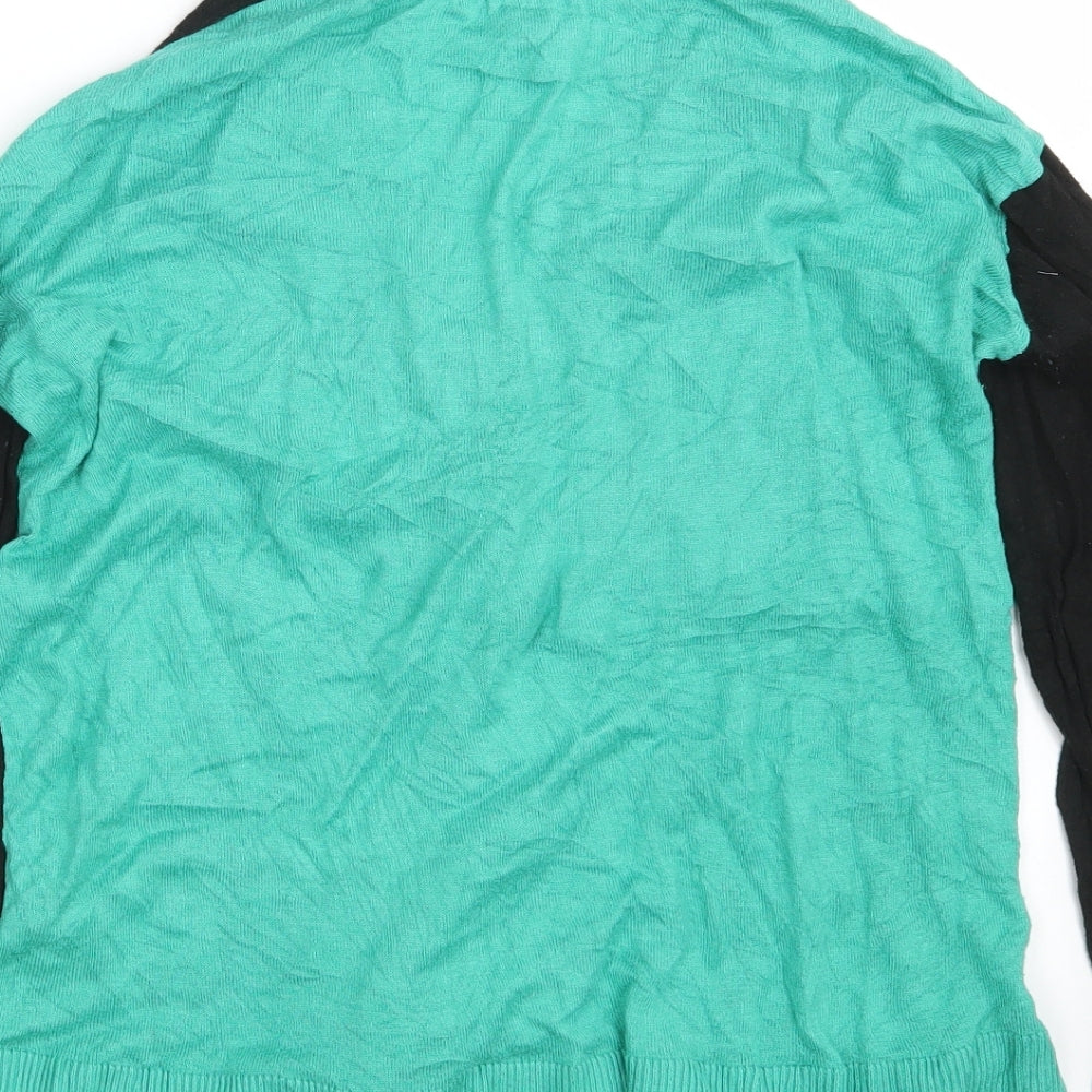 H&M Womens Black V-Neck Viscose Cardigan Jumper Size XS - Black & Green