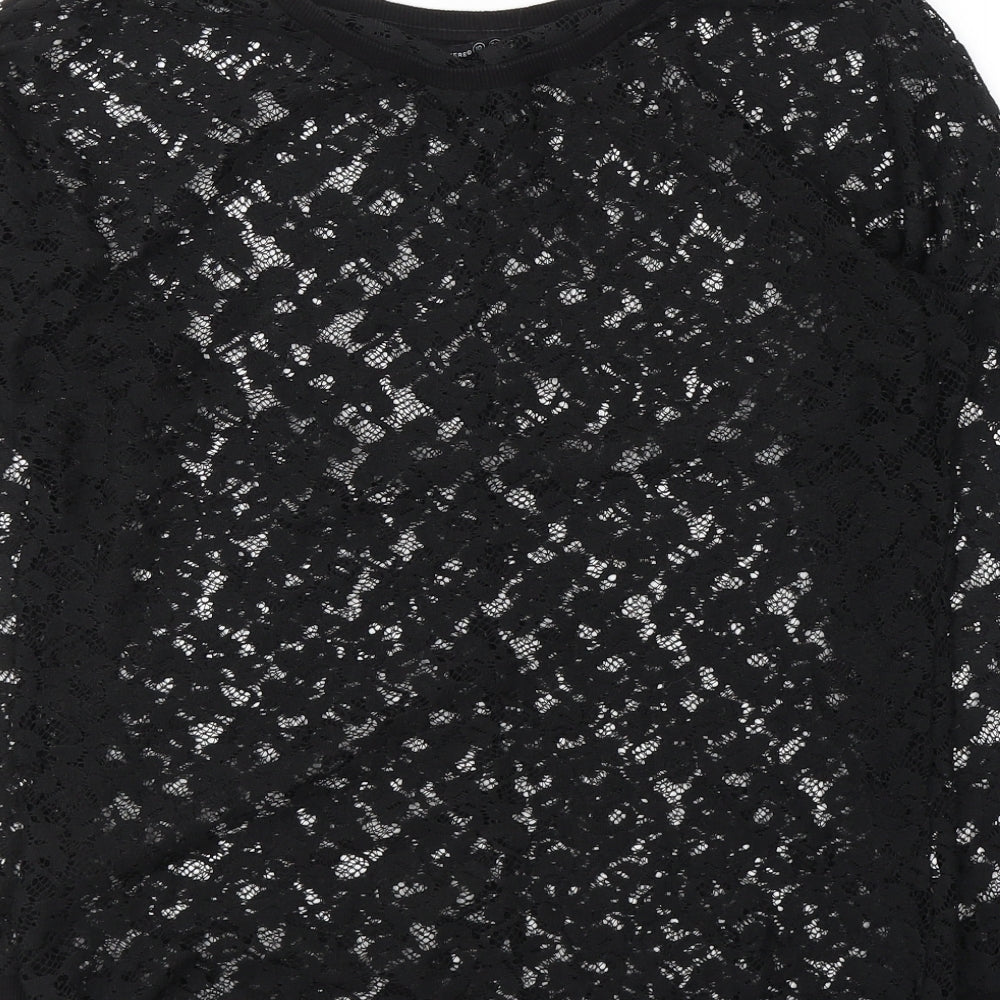 Atmosphere Womens Black Floral Polyester Basic Blouse Size 10 Round Neck