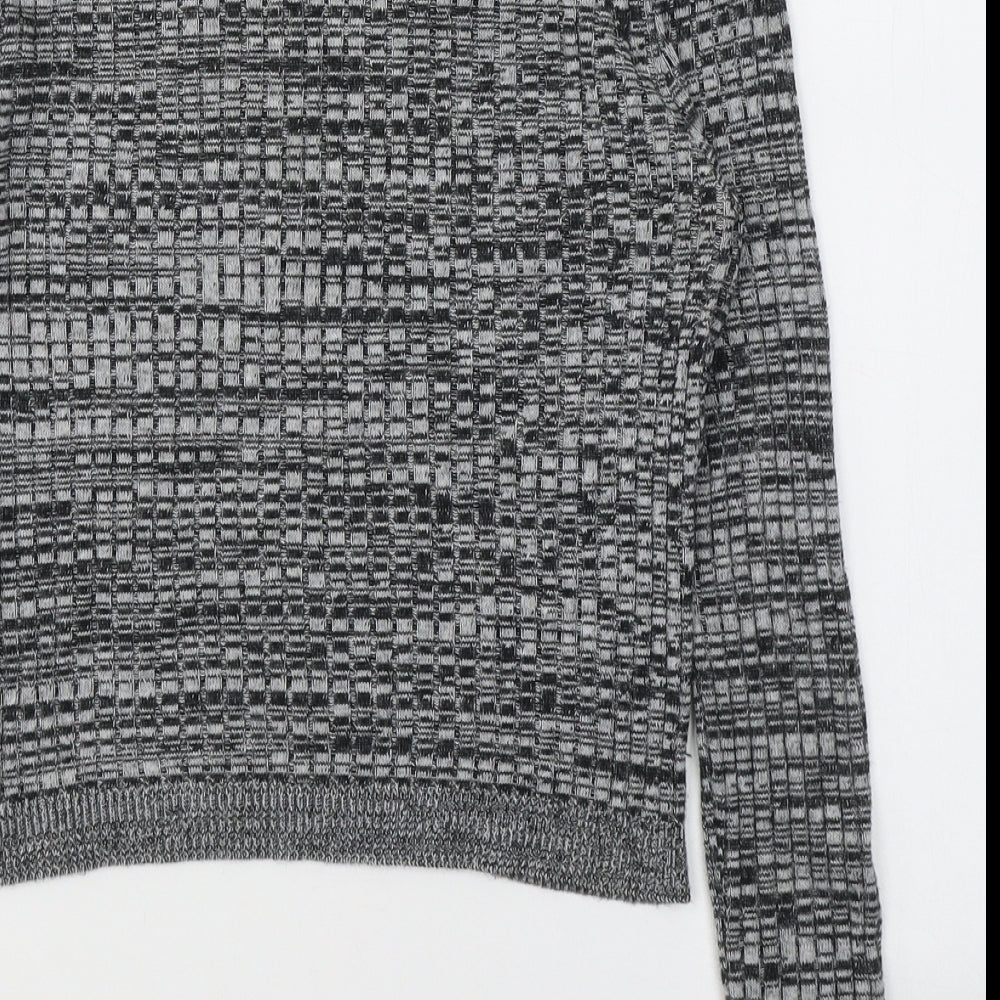 Topshop Womens Grey Acrylic Jersey T-Shirt Size 8 Roll Neck