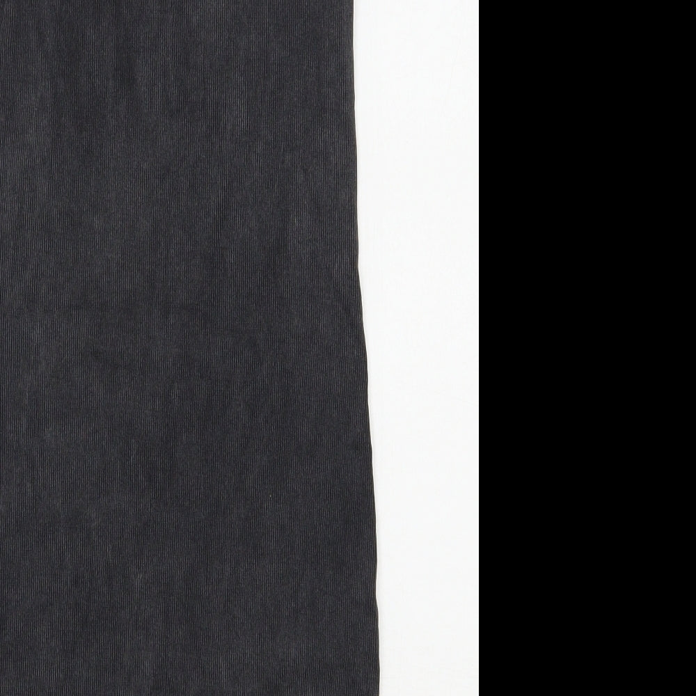 Mango Womens Grey Polyester Bodycon Size S Scoop Neck Zip