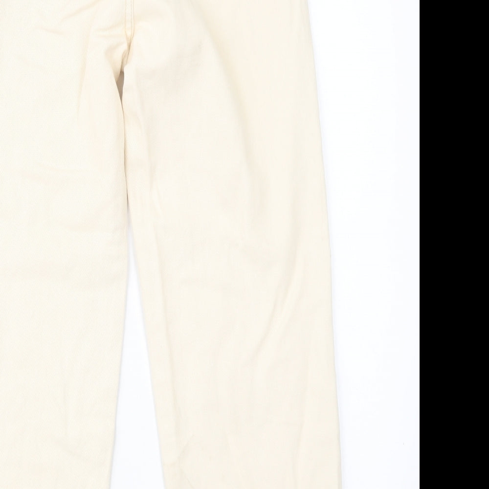 SheIn Womens Ivory Cotton Mom Jeans Size M L28 in Regular Button