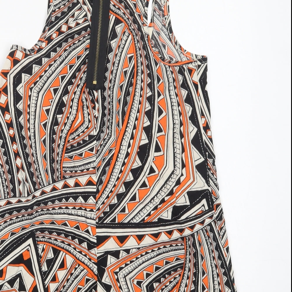 New Look Womens Multicoloured Geometric Viscose Basic Tank Size 8 Scoop Neck