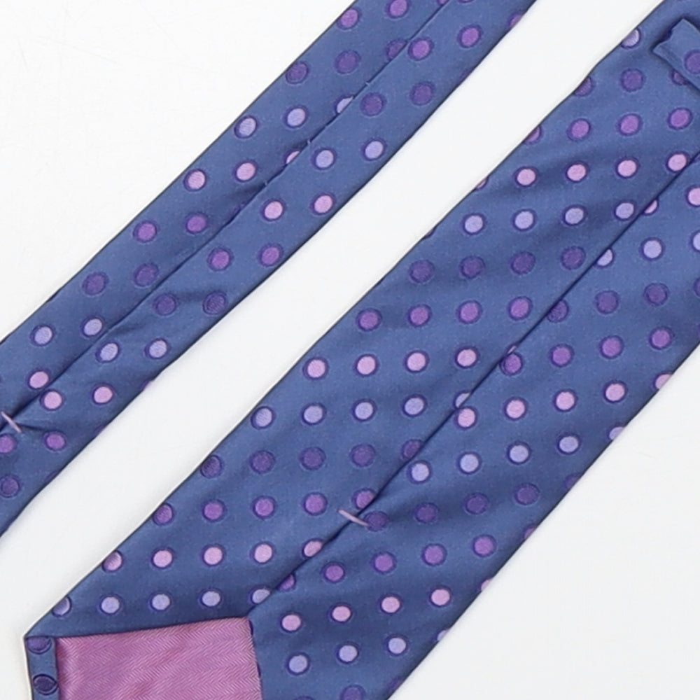 Marks & Spencer Mens Blue Polka Dot Silk Pointed Tie One Size