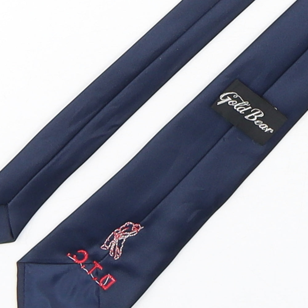 Gold Bear Mens Blue Polyester Pointed Tie One Size