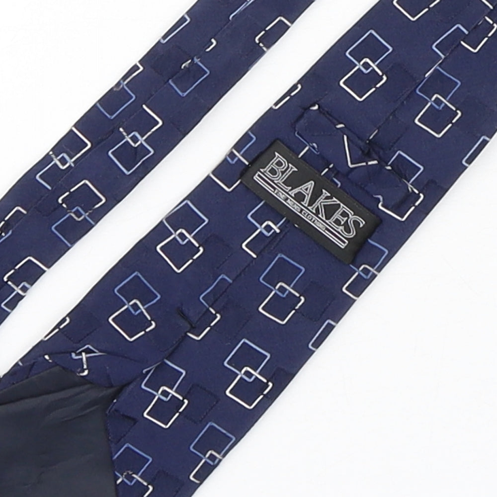 Blakes Mens Blue Geometric Silk Pointed Tie One Size