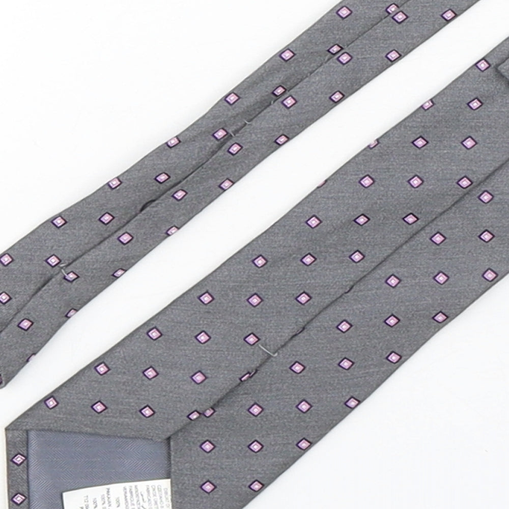 Marks & Spencer Mens Grey Geometric Silk Pointed Tie One Size
