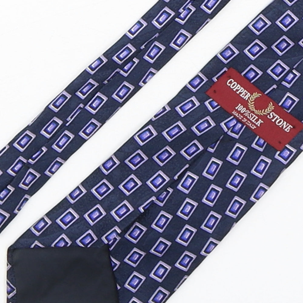 Copper Stone Mens Purple Geometric Silk Pointed Tie One Size