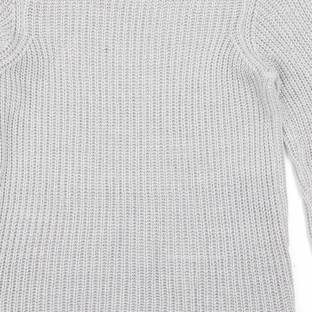 BHS Womens Grey Scoop Neck Acrylic Pullover Jumper Size 10