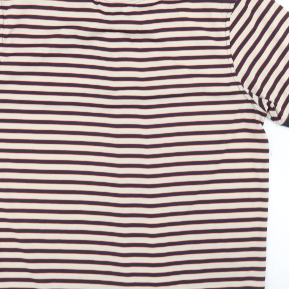 Kartel Mens Blue Striped Polyester Polo Size M Collared Button