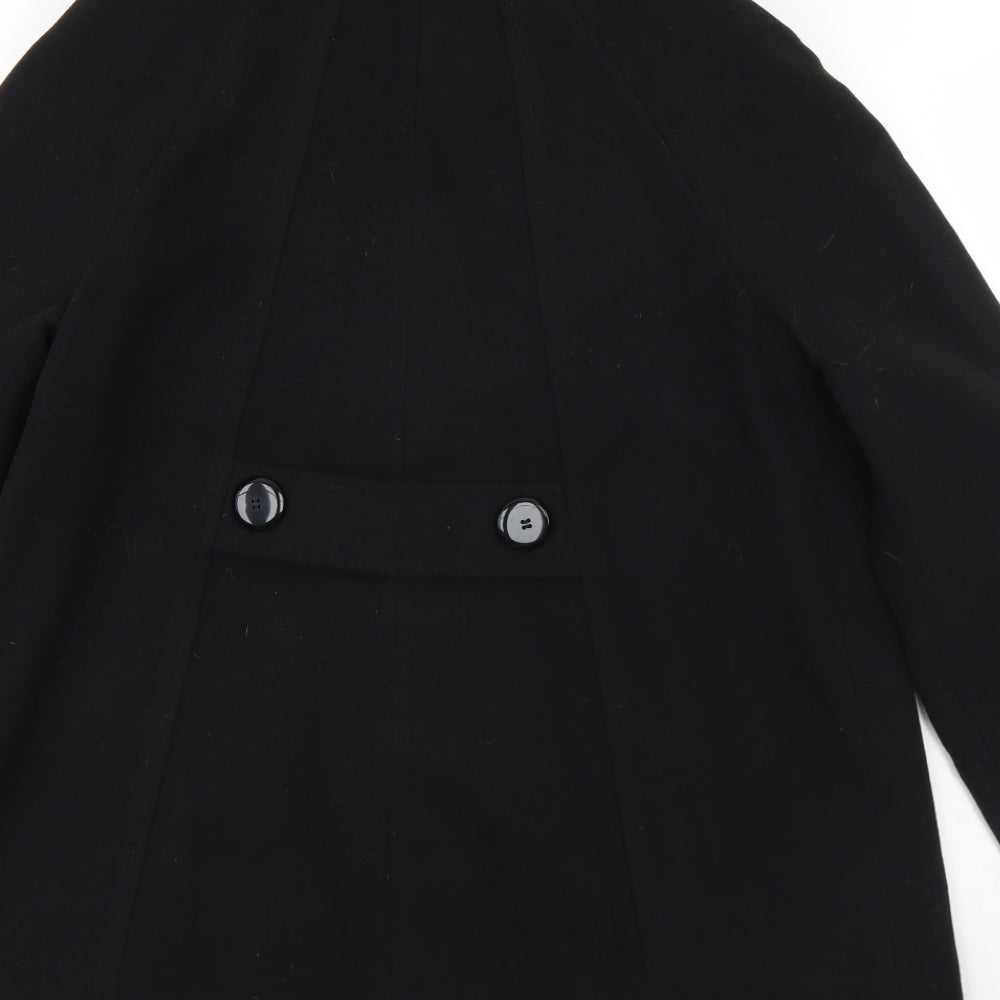 Wallis Womens Black Overcoat Coat Size S Button