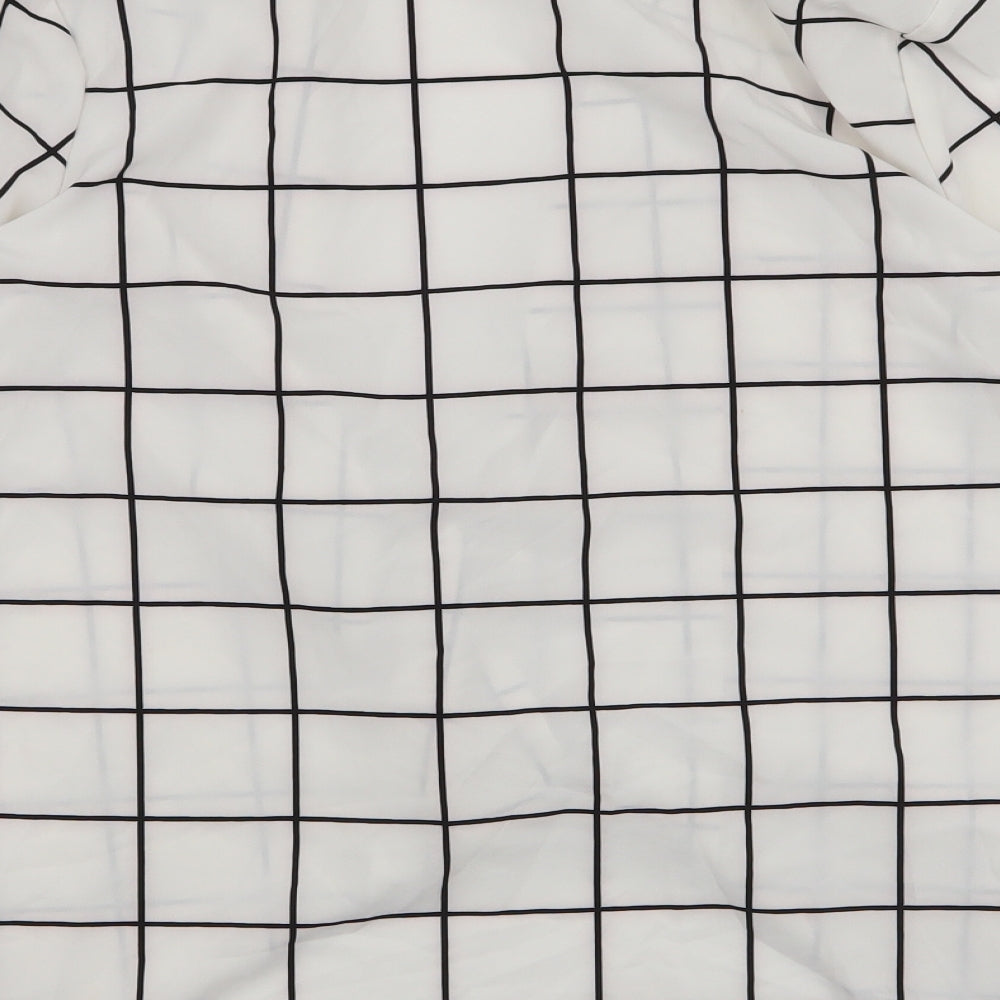 SheIn Womens White Plaid Jacket Size M