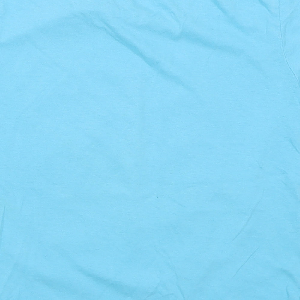 Preworn Boys Blue Cotton Basic T-Shirt Size 8 Years Crew Neck Pullover - Lets smile together