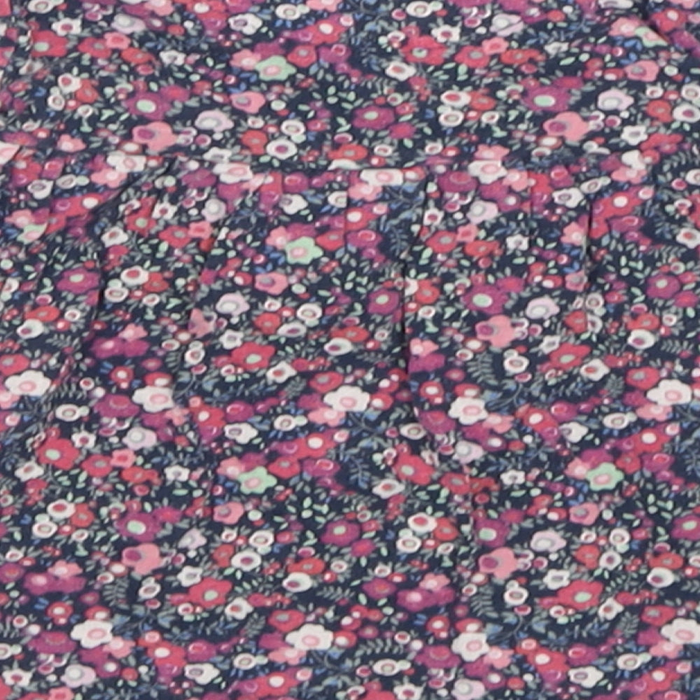 NEXT Girls Purple Floral Cotton A-Line Size 6-9 Months Crew Neck Button
