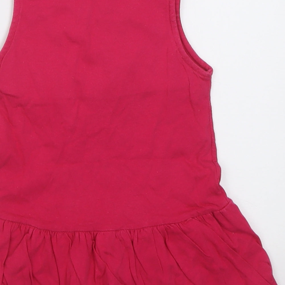 NEXT Girls Pink Cotton A-Line Size 6-9 Months Crew Neck Button - tweet