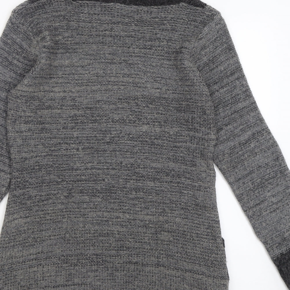 Pura Moda Womens Grey Roll Neck Acrylic Tunic Jumper Size S