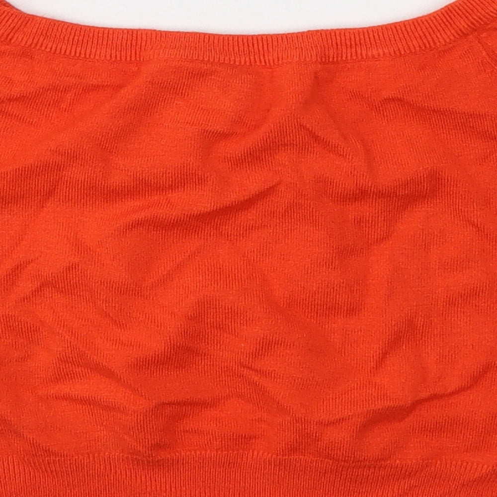 Atmosphere Womens Orange Viscose Cropped T-Shirt Size 10 Boat Neck