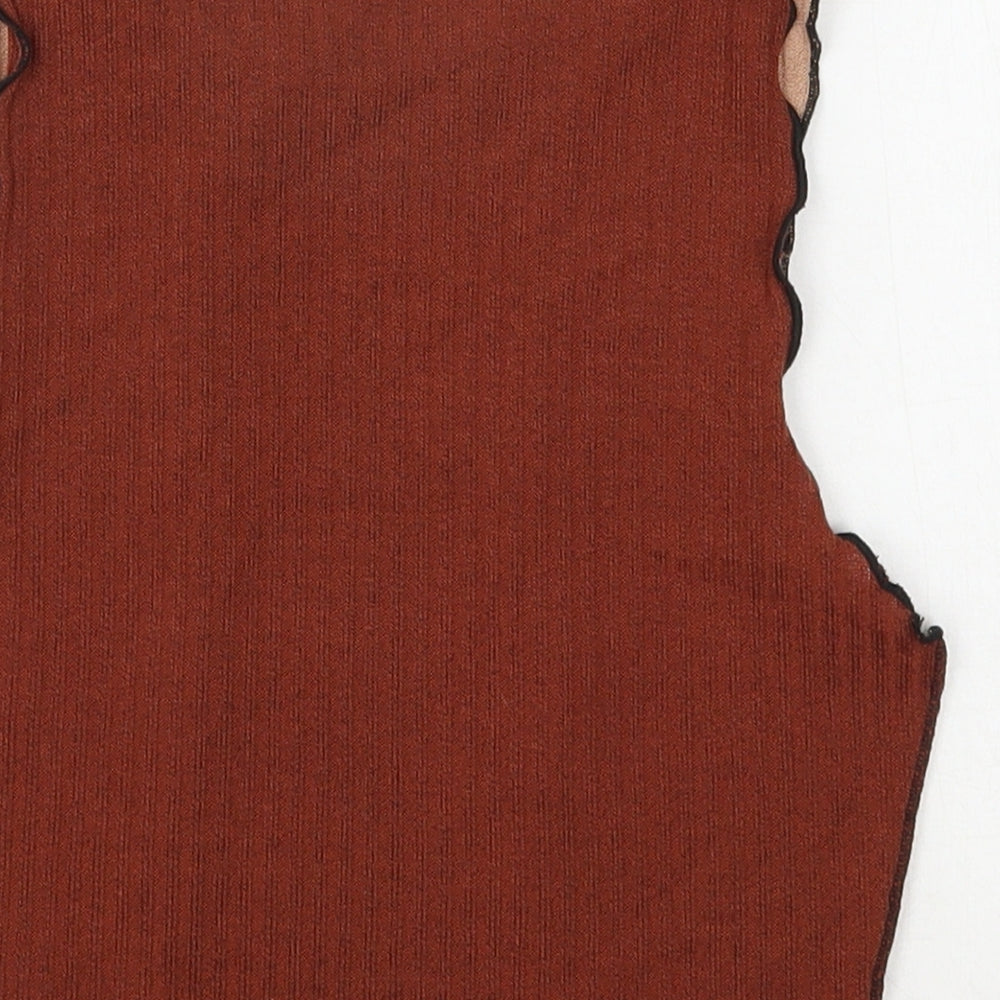 SheIn Womens Brown Polyester Cropped Tank Size XS Round Neck