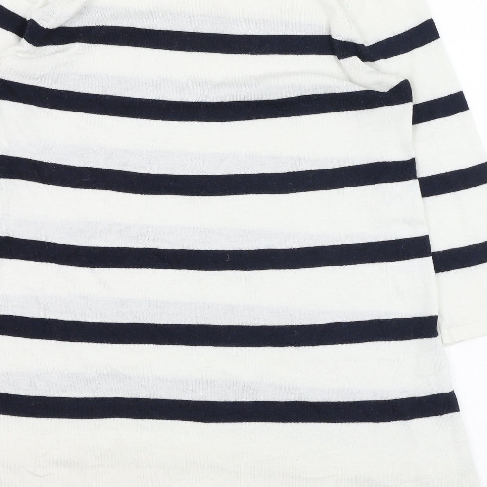 ASOS Womens Ivory Round Neck Striped Polyester Pullover Jumper Size 10