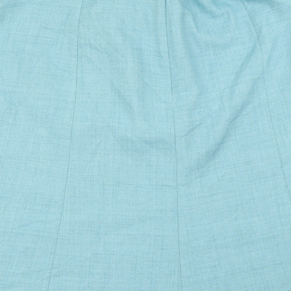 EWM Womens Blue Polyester A-Line Skirt Size 18 Zip