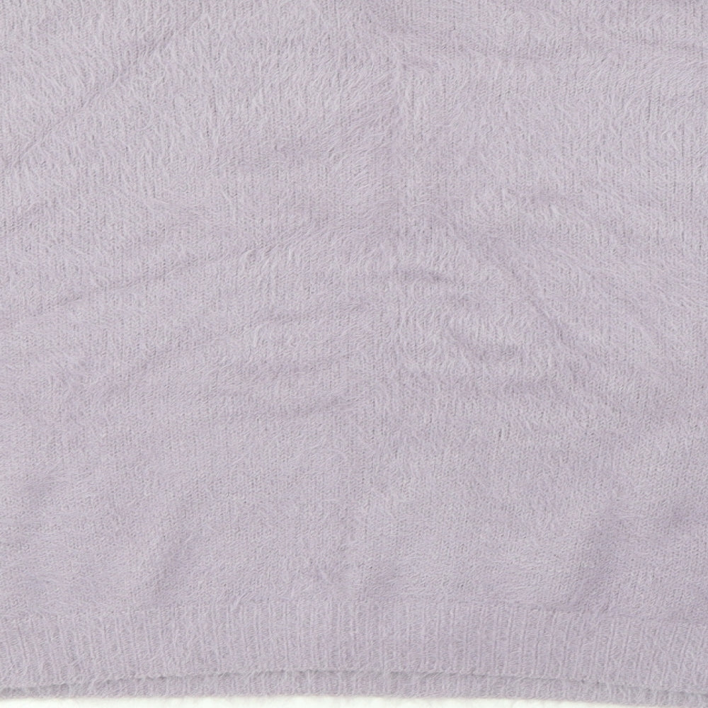 Nasty Gal Womens Purple Crew Neck Nylon Pullover Jumper Size L