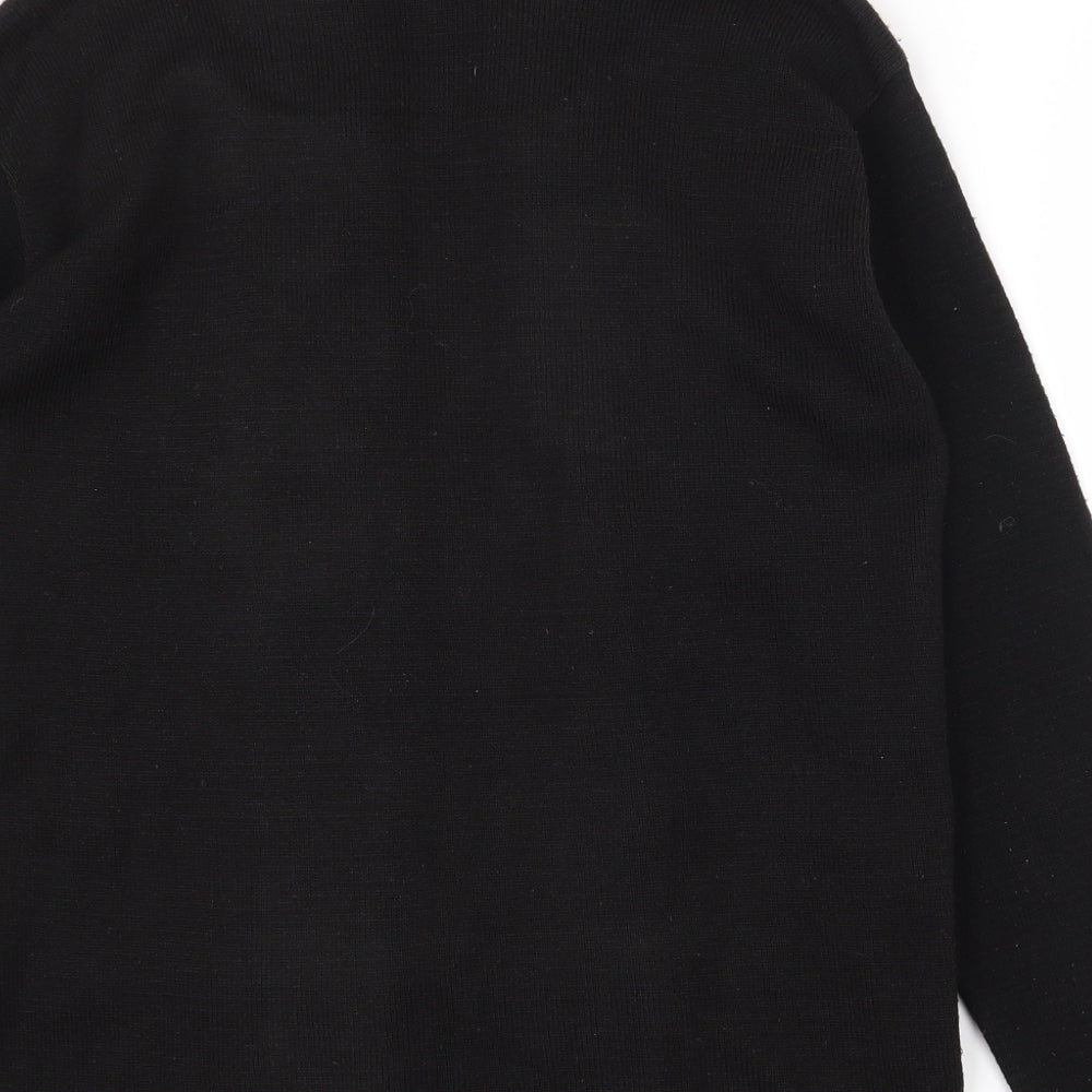 Qu7 Womens Black Boat Neck Acrylic Pullover Jumper Size M - M/L Jumper/Cardigan 2 in 1