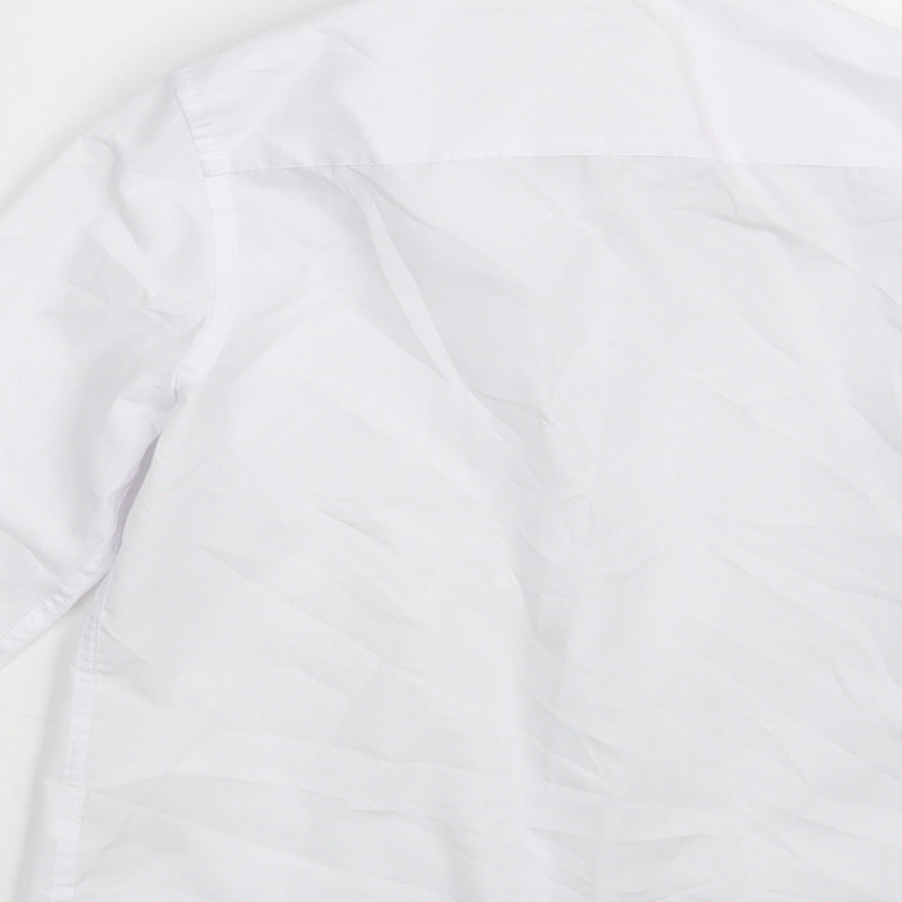 Marks & Spencer Girls White Polyester Basic Button-Up Size 8-9 Years Collared Button - School wear
