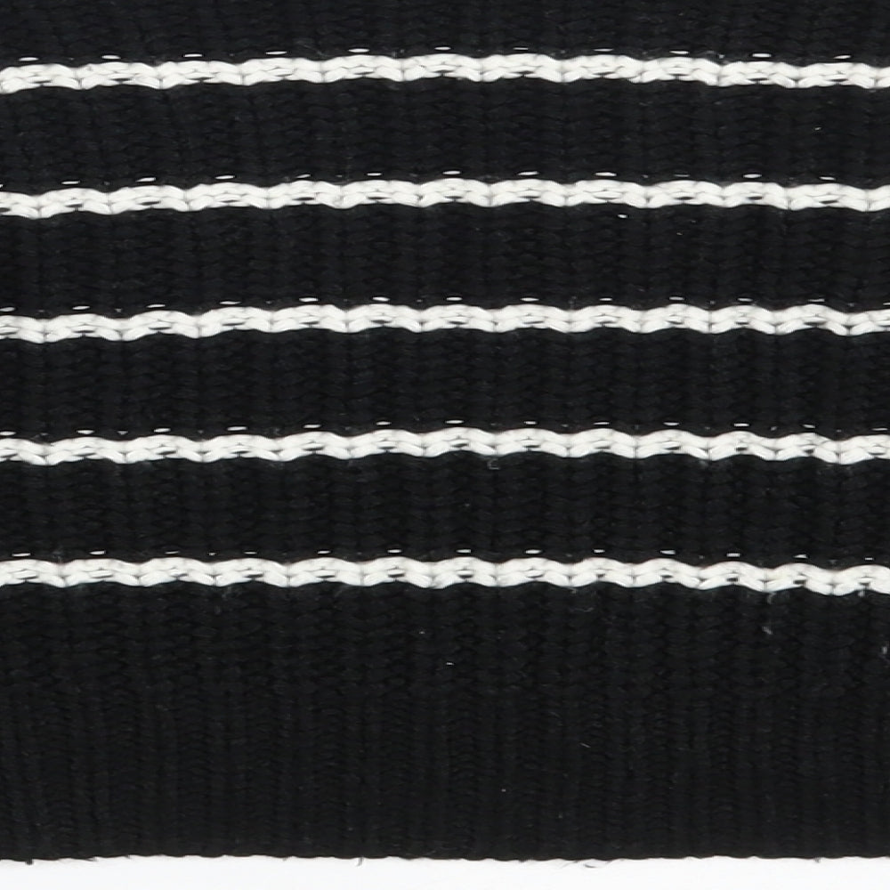 New Look Girls Black Round Neck Striped Acrylic Pullover Jumper Size 9 Years - Cropped