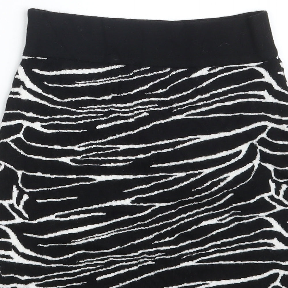 Amisu Girls Black Animal Print Viscose Mini Skirt Size XS Regular