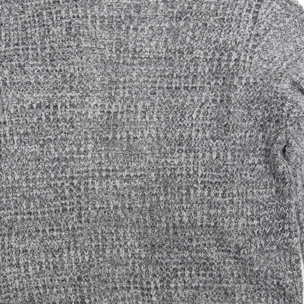 River Island Womens Grey V-Neck Acrylic Wrap Jumper Size M