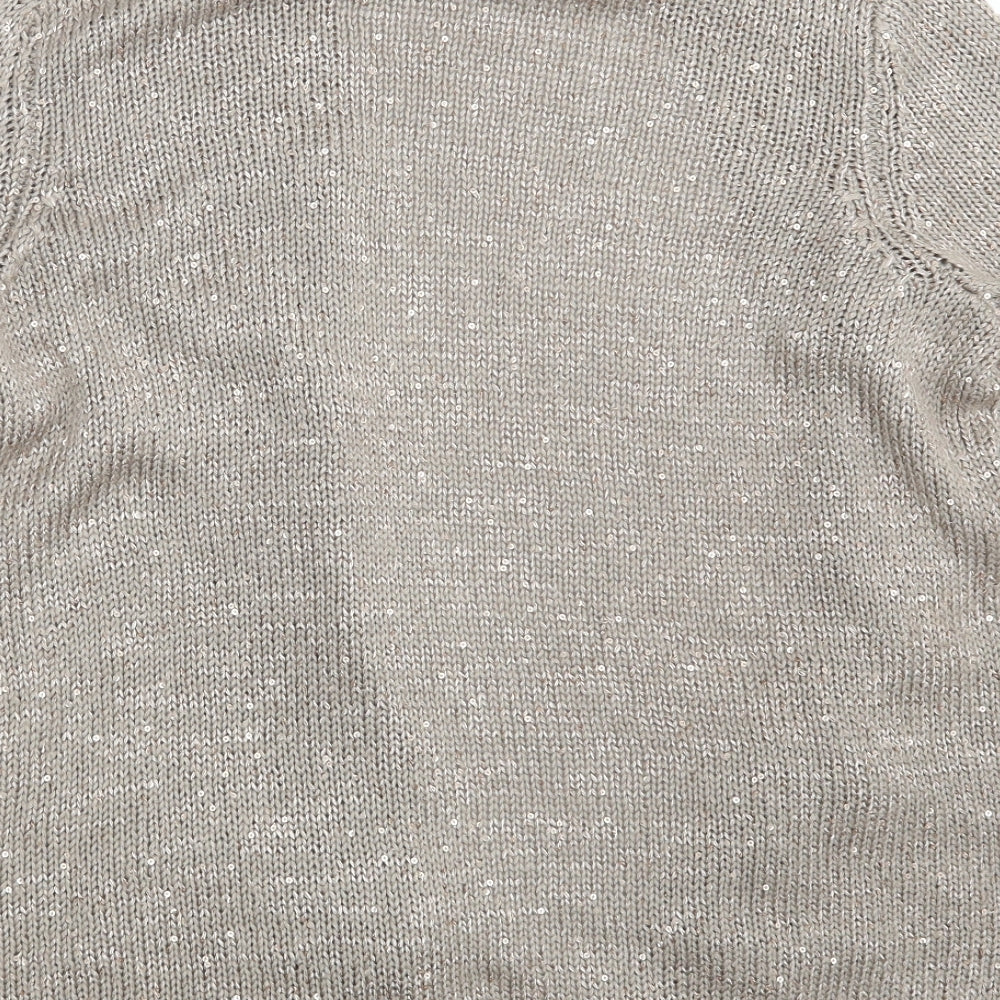 Wallis Womens Silver V-Neck Acrylic Cardigan Jumper Size S