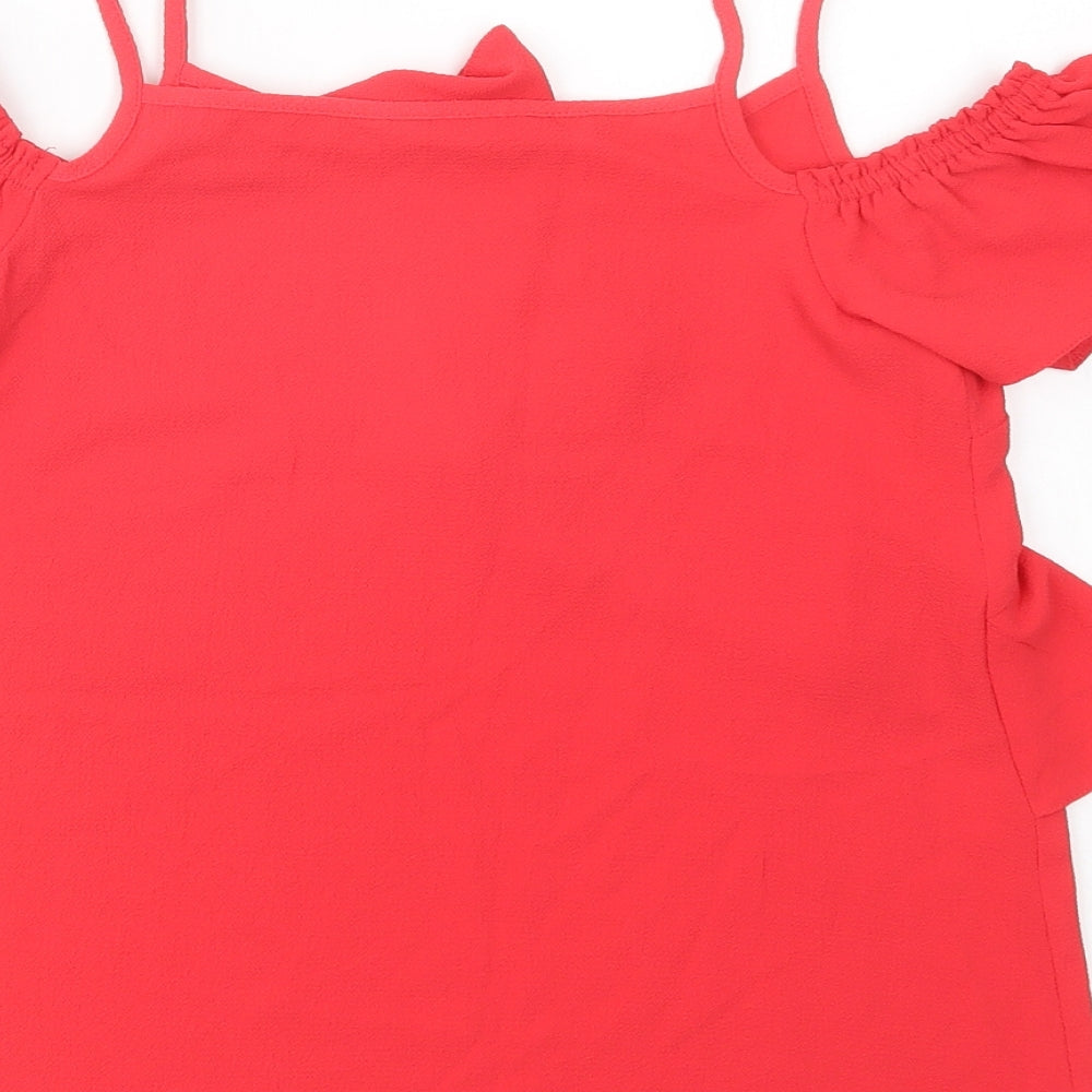 Candy Couture Girls Red Polyester Camisole Blouse Size 13 Years V-Neck Pullover