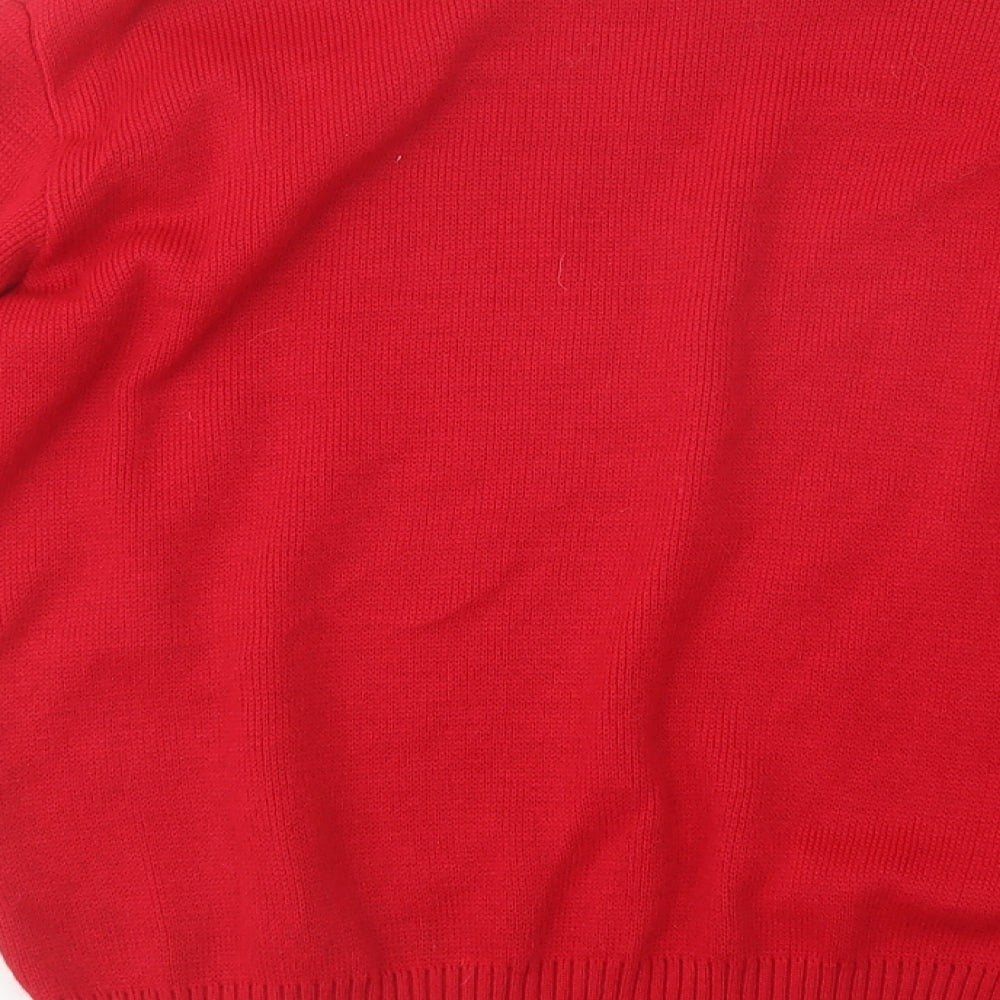 Merry Gold Womens Red Crew Neck Acrylic Pullover Jumper Size S