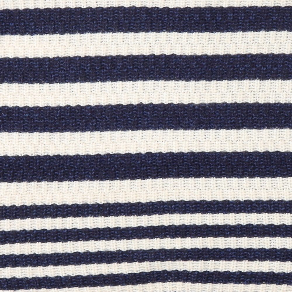 New Look Womens Blue Round Neck Striped Acrylic Pullover Jumper Size 8