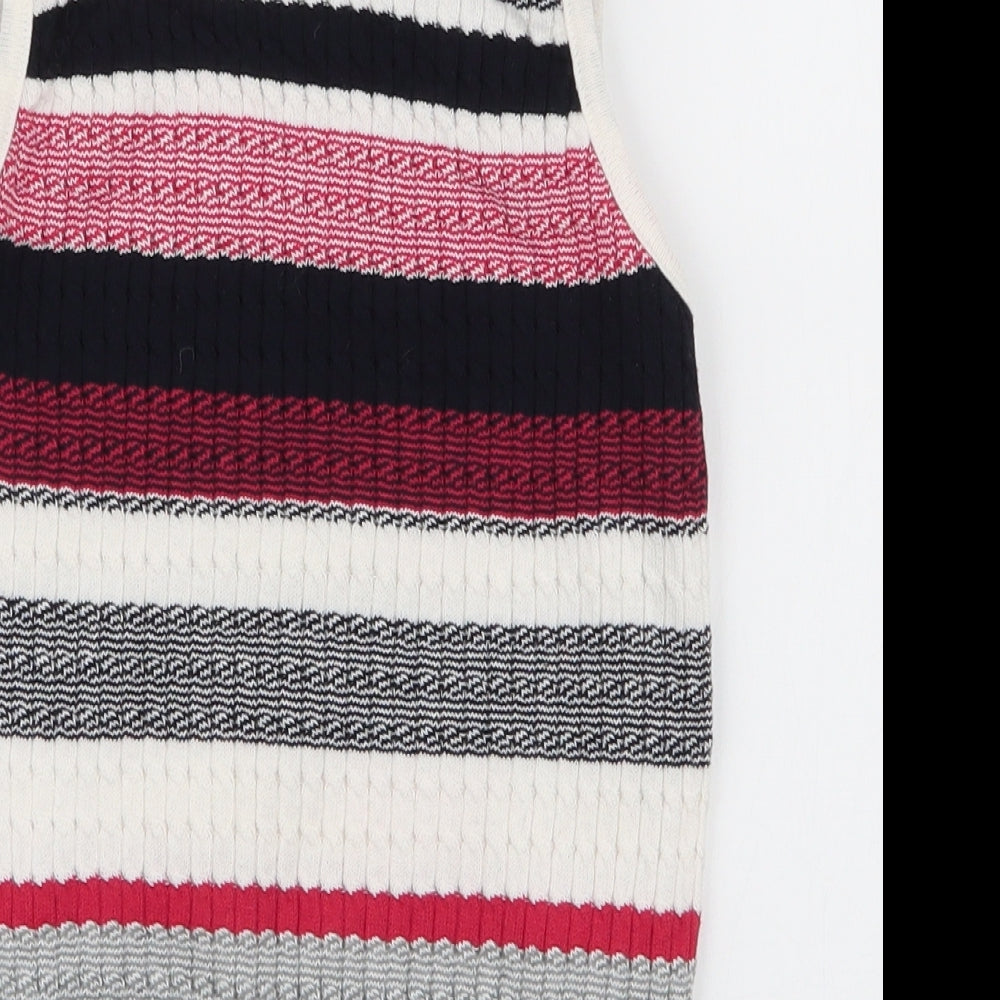 Atmosphere Womens Multicoloured Striped Cotton Camisole Tank Size 10 High Neck