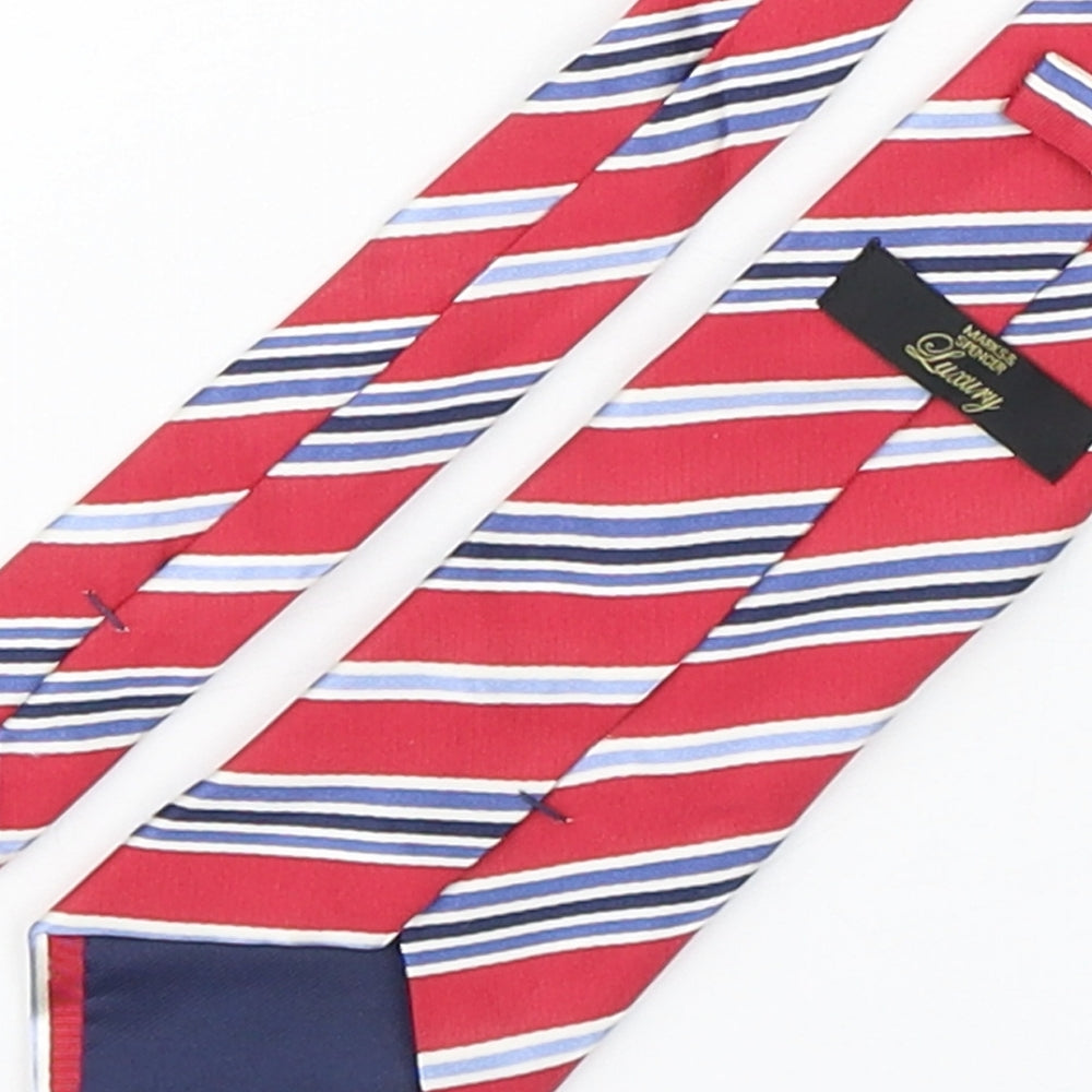 Marks & Spencer Mens Multicoloured Striped Silk Pointed Tie One Size