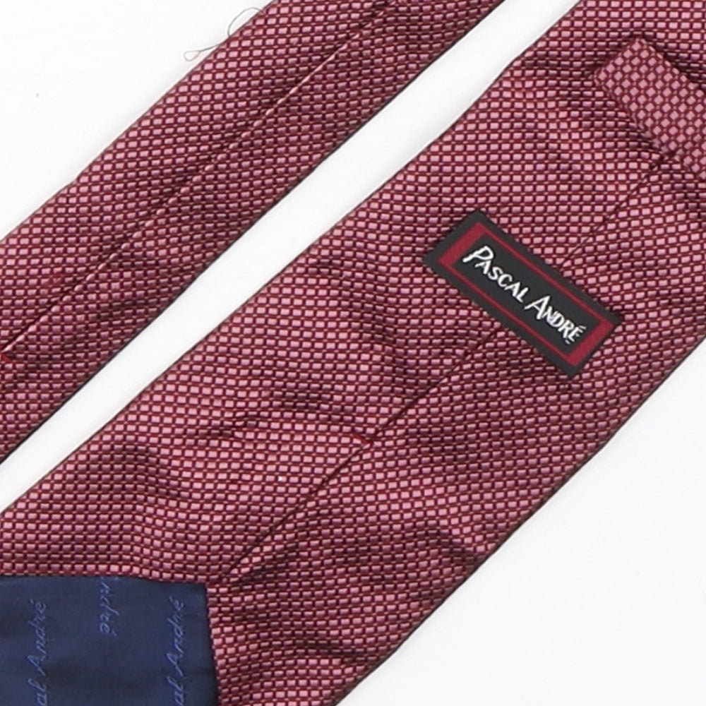 Pascal Andre Mens Red Plaids & Checks Silk Pointed Tie One Size