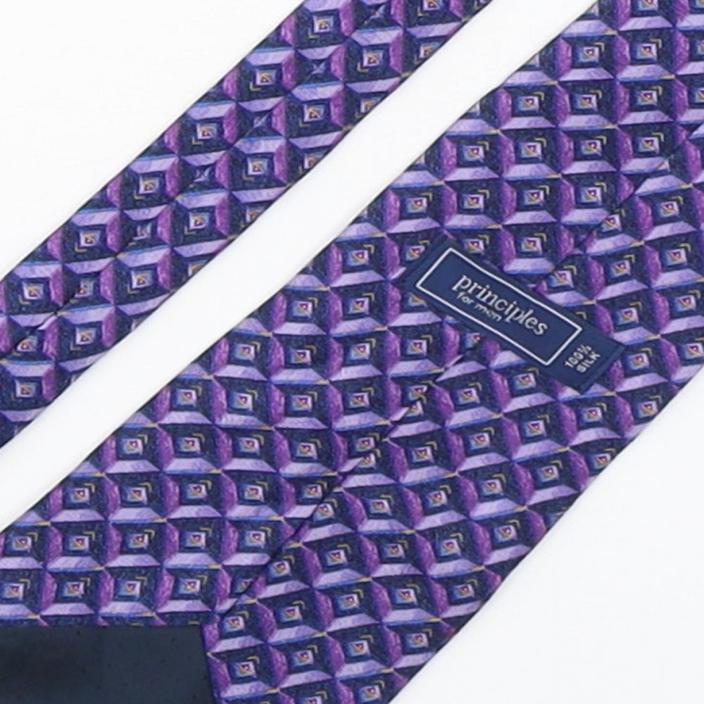 Principles Mens Purple Geometric Polyester Pointed Tie One Size
