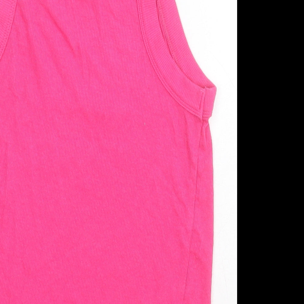 Stradivarius Womens Pink Cotton Cropped T-Shirt Size L Round Neck