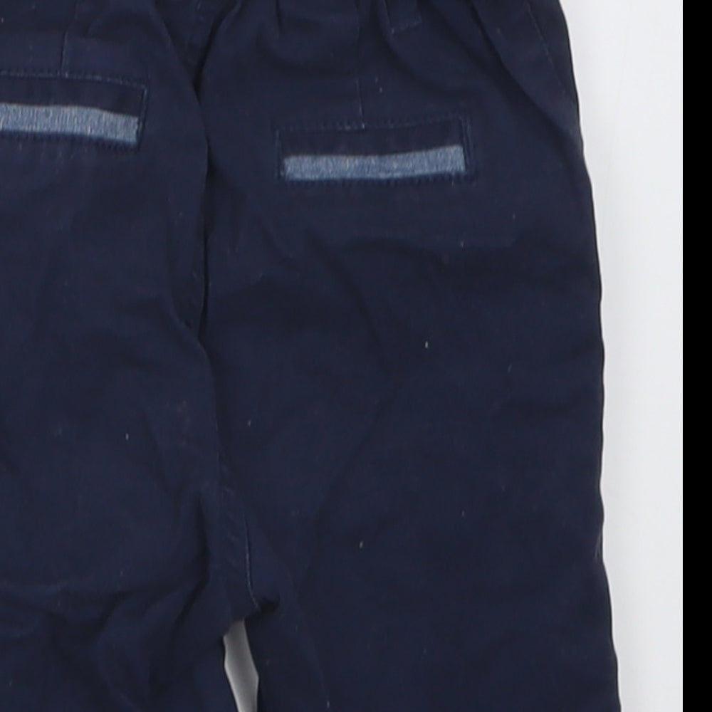 Primark Boys Blue Cotton Cropped Trousers Size 12-18 Months Button