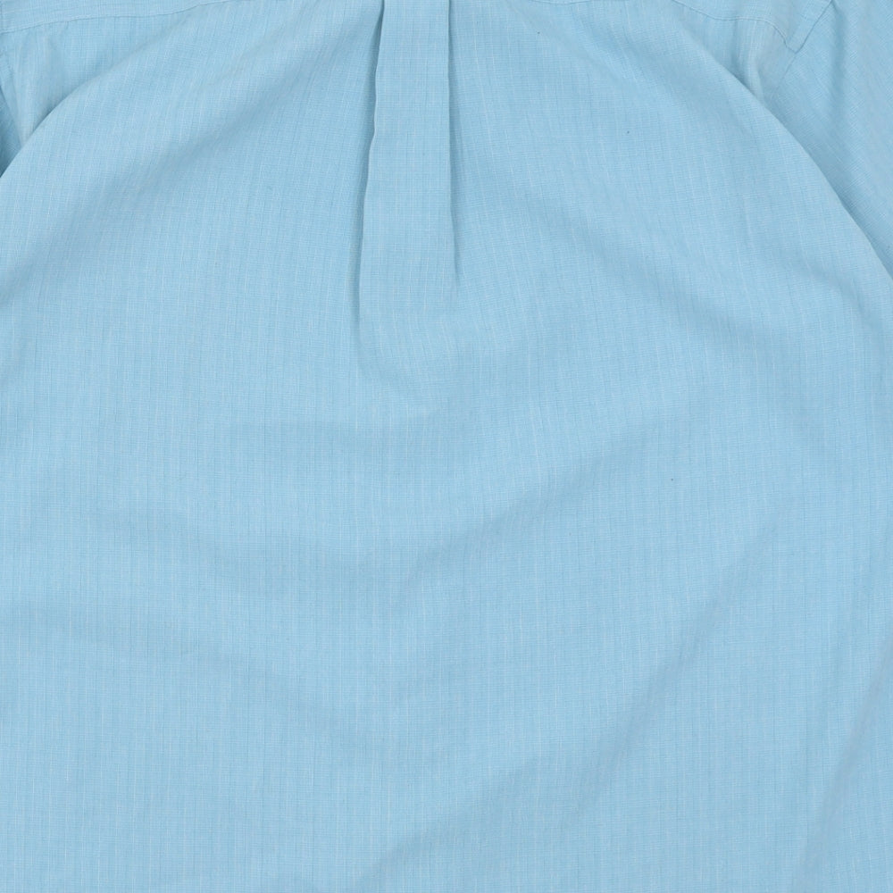 defined Mens Blue Polyester Button-Up Size L Collared Button