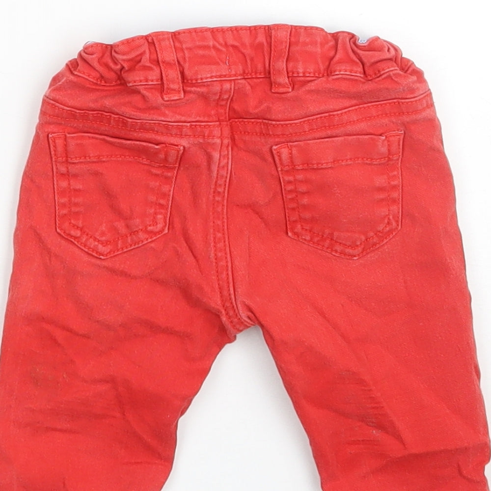 Marks & Spencer Baby Red Cotton Cropped Jeans Size 3-6 Months Button